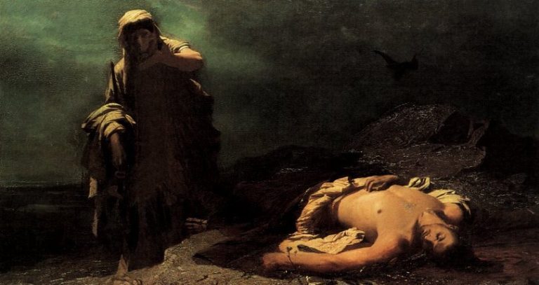 Antigone in front of the dead Polynices