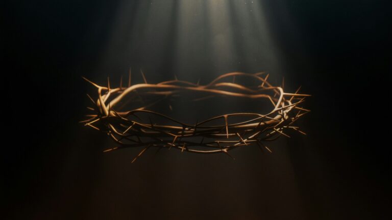 Crown of thorns lit by a single beam of light