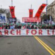 March for Life banner carried by marchers in Washington, DC