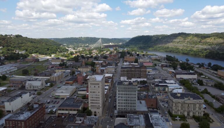 Skyline of Steubenville, Ohio, along the Ohio River